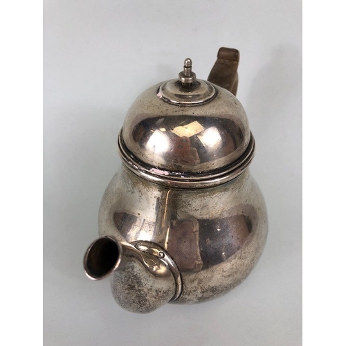 7 - Silver hallmarked teapot (a/f), silver hallmarked milk jug and silver hallmarked tea strainer (total... 