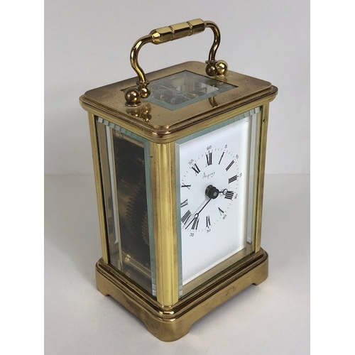 113 - Antique and Vintage Clocks,  Asprey brass framed carriage clock with white face and roman numerals, ... 