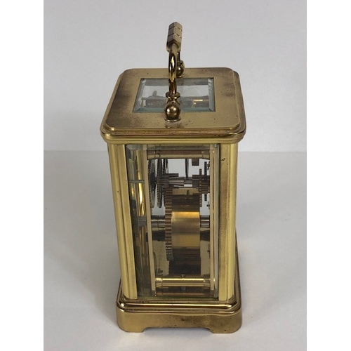 113 - Antique and Vintage Clocks,  Asprey brass framed carriage clock with white face and roman numerals, ... 