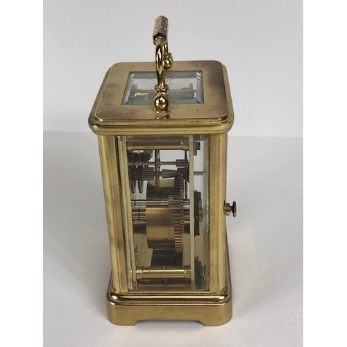 113 - Antique and Vintage Clocks,  Asprey brass framed carriage clock with white face and roman numerals, ... 