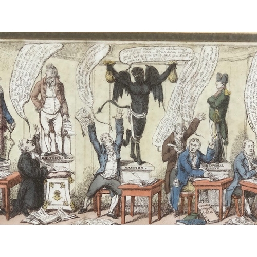 157 - Antique prints, three early 19th century satirical political prints, Buonaparte and his old friend, ... 