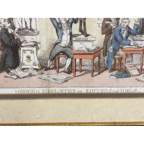 157 - Antique prints, three early 19th century satirical political prints, Buonaparte and his old friend, ... 