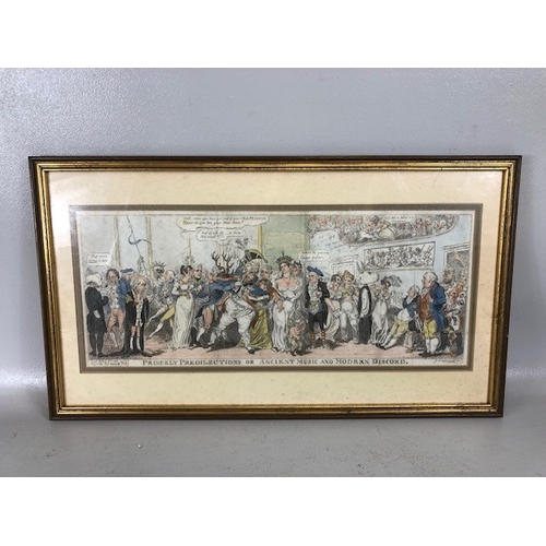 157 - Antique prints, three early 19th century satirical political prints, Buonaparte and his old friend, ... 
