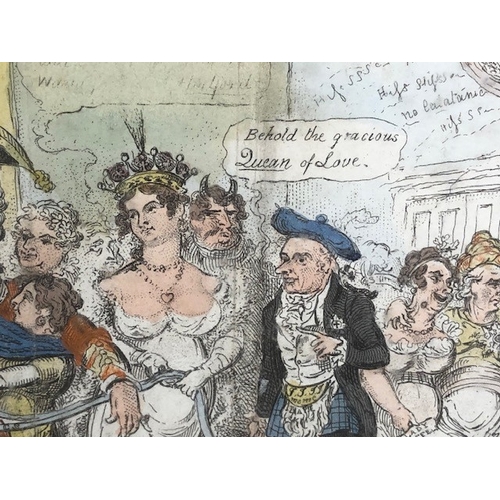 157 - Antique prints, three early 19th century satirical political prints, Buonaparte and his old friend, ... 