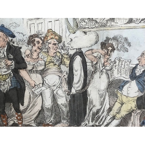 157 - Antique prints, three early 19th century satirical political prints, Buonaparte and his old friend, ... 