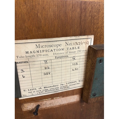 189 - Antique and vintage Microscopes, E Leitz Wetzlar Microscope 138678, in its wooden case, and a Becks ... 