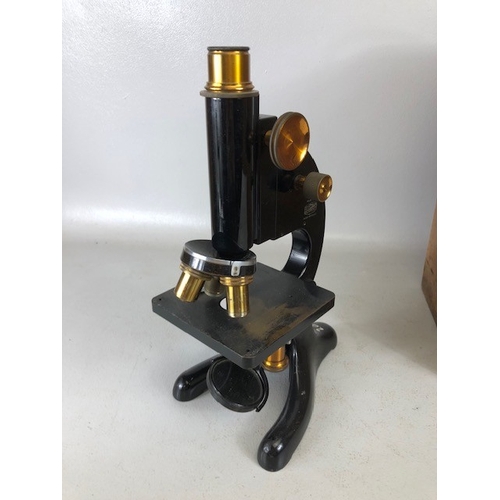 189 - Antique and vintage Microscopes, E Leitz Wetzlar Microscope 138678, in its wooden case, and a Becks ... 