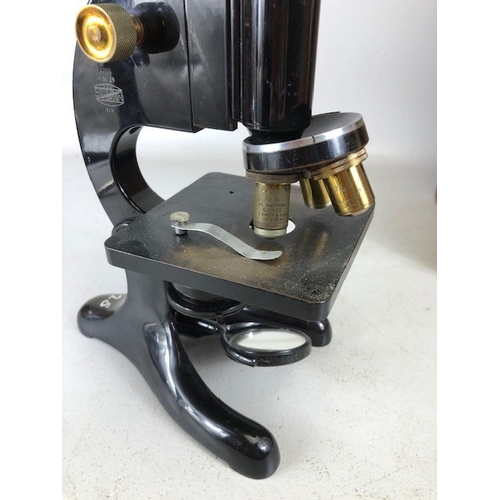 189 - Antique and vintage Microscopes, E Leitz Wetzlar Microscope 138678, in its wooden case, and a Becks ... 