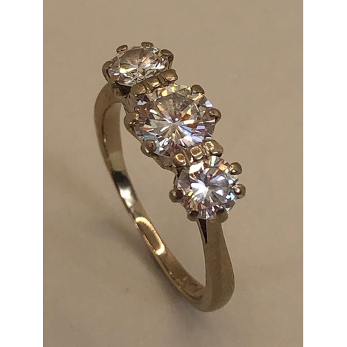 41 - Antique and Vintage Jewellery, three stone diamond ring of approximately 1/2 carat with 1/4 carat ea... 