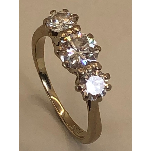 41 - Antique and Vintage Jewellery, three stone diamond ring of approximately 1/2 carat with 1/4 carat ea... 