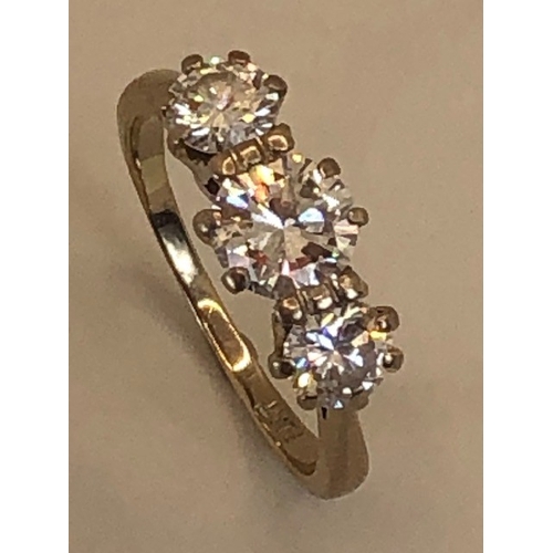 41 - Antique and Vintage Jewellery, three stone diamond ring of approximately 1/2 carat with 1/4 carat ea... 