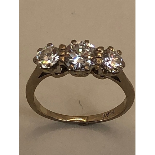 41 - Antique and Vintage Jewellery, three stone diamond ring of approximately 1/2 carat with 1/4 carat ea... 