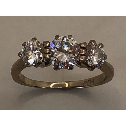 41 - Antique and Vintage Jewellery, three stone diamond ring of approximately 1/2 carat with 1/4 carat ea... 