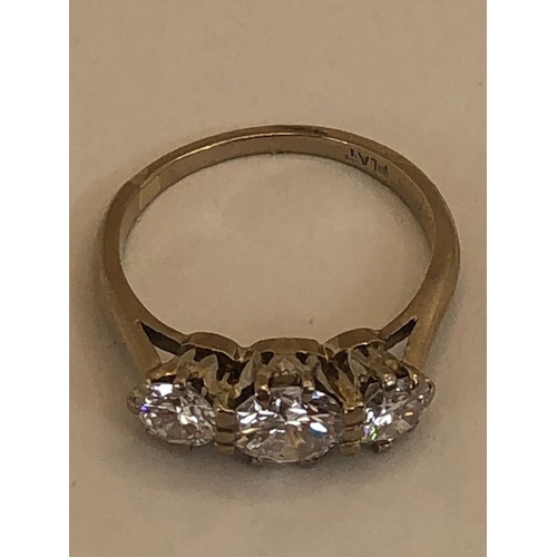 41 - Antique and Vintage Jewellery, three stone diamond ring of approximately 1/2 carat with 1/4 carat ea... 
