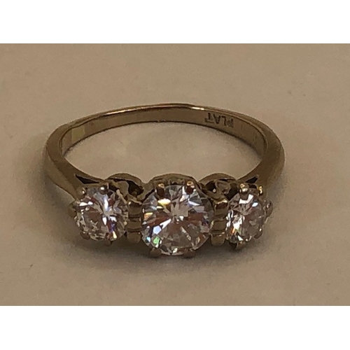 41 - Antique and Vintage Jewellery, three stone diamond ring of approximately 1/2 carat with 1/4 carat ea... 