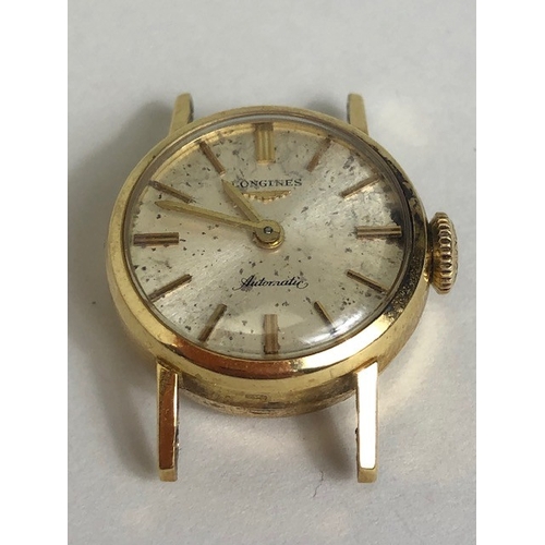 42 - Longines 18ct Gold cased wristwatch automatic with champagne dial (A/F) approx 19mm in diameter and ... 