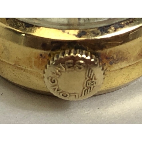 42 - Longines 18ct Gold cased wristwatch automatic with champagne dial (A/F) approx 19mm in diameter and ... 