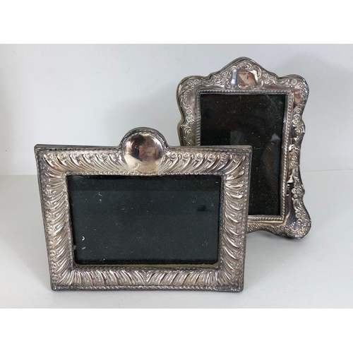 82 - Antique and vintage silver, two photo frames mounted in hallmarked silver, one with floral decoratio... 