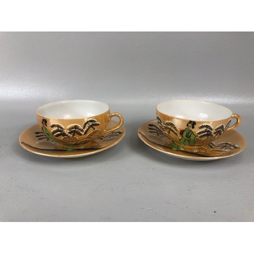 87 - Oriental ceramics to include Japanese satsuma plates, Noritake cups and saucers, Chinese yellow Ging... 