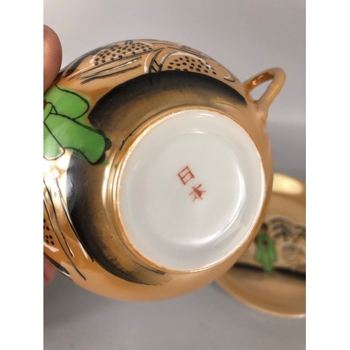 87 - Oriental ceramics to include Japanese satsuma plates, Noritake cups and saucers, Chinese yellow Ging... 