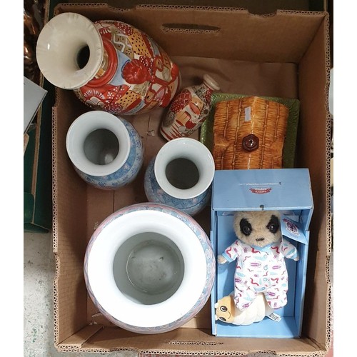 14 - A box including Satsuma style vases. No in house shipping. Please arrange collection or a shipper.