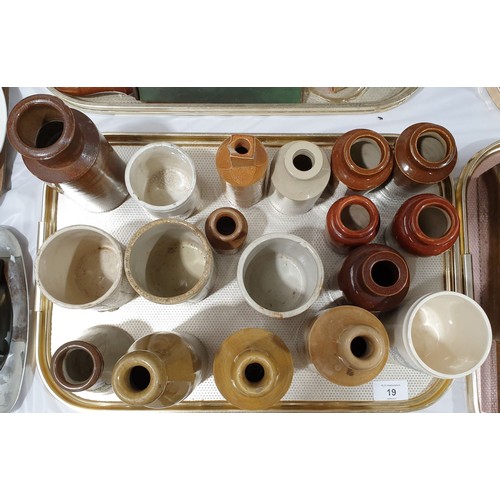 19 - A selection of stone ware bottles and jars. No in house shipping. Please arrange collection or a shi... 