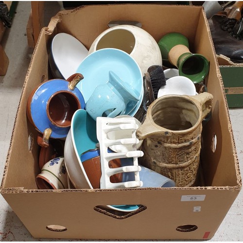 53 - A box including a stone ware jug. No in house shipping. Please arrange collection or a shipper.