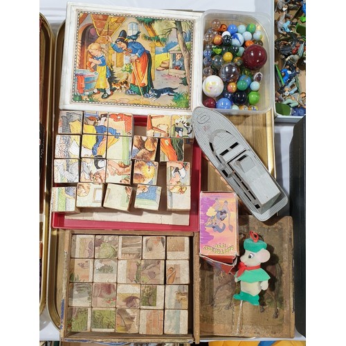 63 - Vintage jigsaw blocks and other toys.