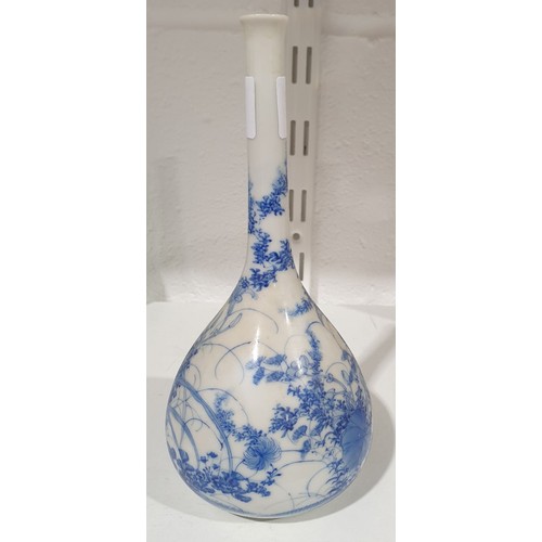 235 - A hand painted Chinese blue and white bud vase, height 7.5