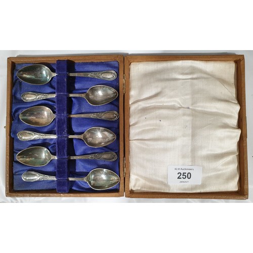 250 - A set of six cased EPNS teaspoons.