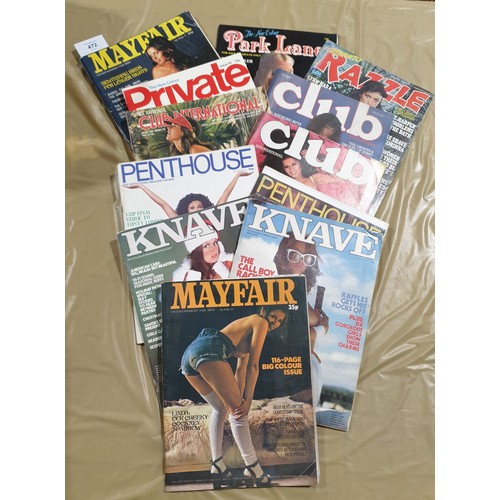 472 - Twelve vintage adult magazines including Club and Penthouse.