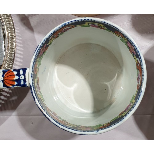 6 - A 19th century Opaque China large mug, hand coloured with oriental scenes, height 4.5