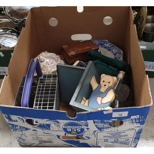 16 - A box including blue and white ware.  No in house shipping. Please arrange your own collection or pa... 