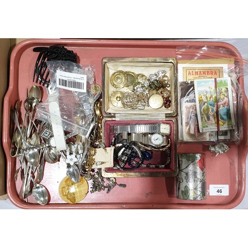 46 - Costume jewellery, silver plated ware.
