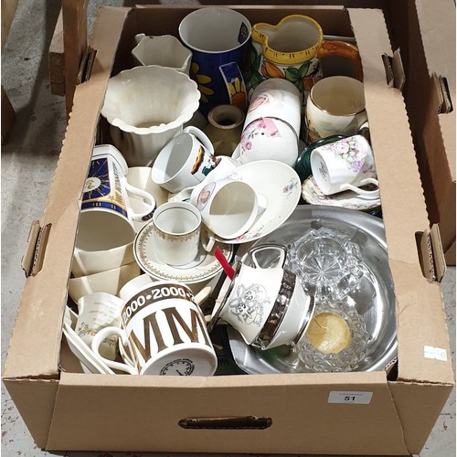 51 - A box of ceramics. No in house shipping. Please arrange your own collection or packing and shipping.