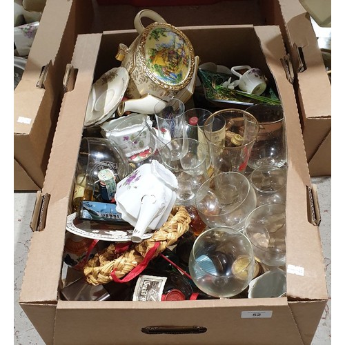 52 - A box including a Sadler teapot. No in house shipping. Please arrange your own collection or packing... 