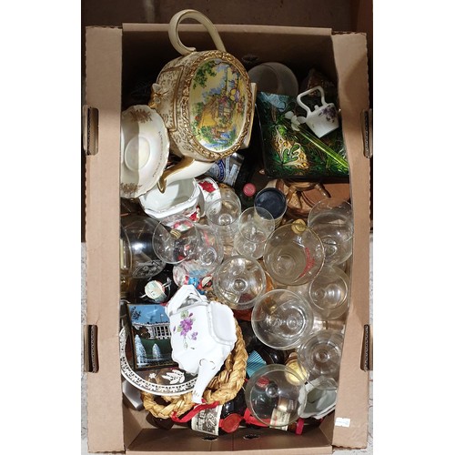 52 - A box including a Sadler teapot. No in house shipping. Please arrange your own collection or packing... 