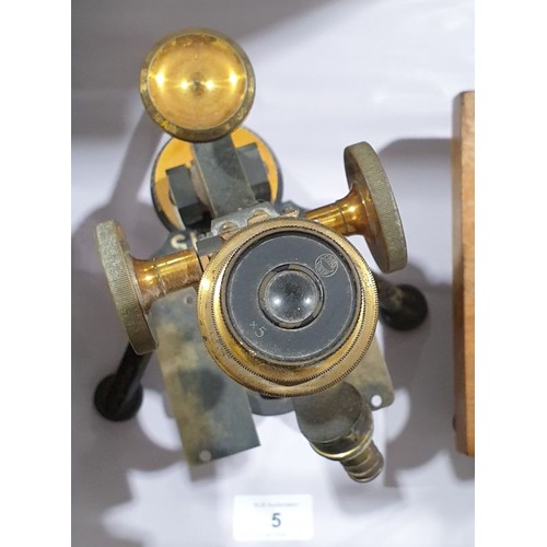 5 - An antique microscope, maker W. Watson and Sons, height 13