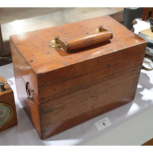 6 - An antique mahogany cased Wheatstone bridge, maker Robert W. Paul, London, width 10
