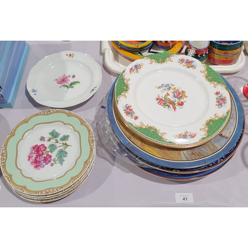 41 - A selection of ceramic plates including hand painted. No in house shipping. Please arrange collectio... 