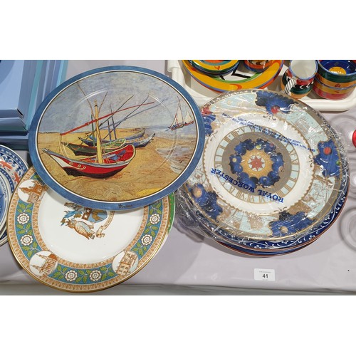 41 - A selection of ceramic plates including hand painted. No in house shipping. Please arrange collectio... 