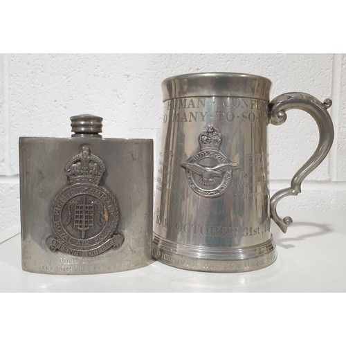 254 - A pewter tankard commemorating the Battle of Britain engraved with the name of 