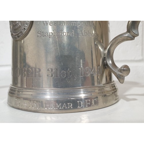 254 - A pewter tankard commemorating the Battle of Britain engraved with the name of 