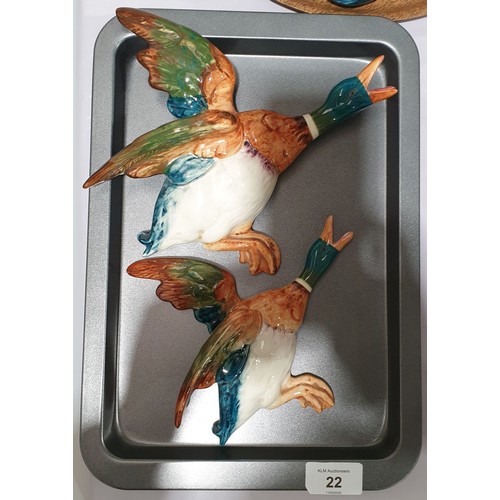 22 - Two Beswick wall ducks. No in-house shipping. Please arrange collection or your own packer and shipp... 