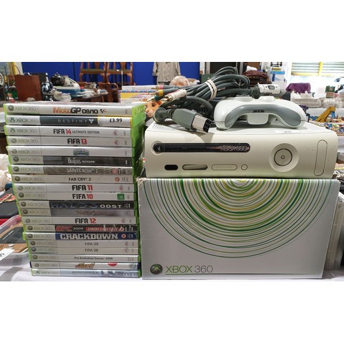 55 - A boxed Xbox 360 with games and a controller.

UK shipping only, £14.