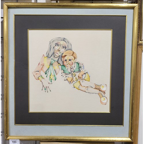 225 - (Gay?) Cooke: Two abstract figures, mixed media, signed and dated 1972, 12