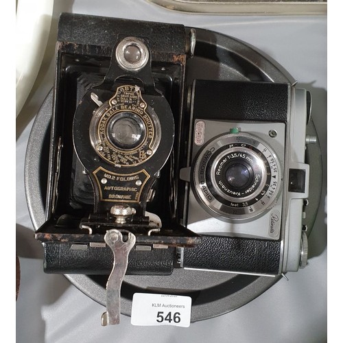 546 - A Kodak Retinette camera together with a vintage Kodak no2 folding camera.

UK shipping £14.