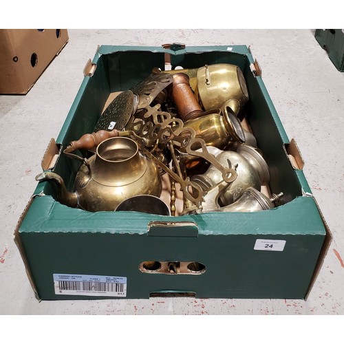 24 - A box of brassware. No Shipping. Arrange collection or your own packer and shipper, please.