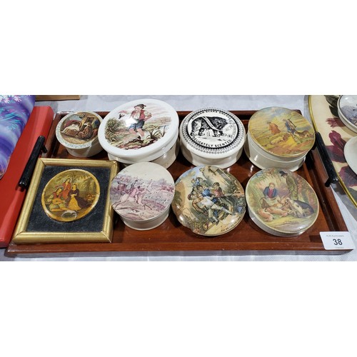38 - A selection of Pratt ware lids some A/F. No Shipping. Arrange collection or your own packer and ship... 