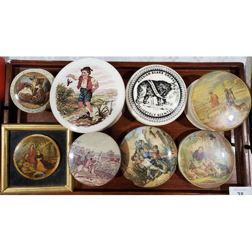 38 - A selection of Pratt ware lids some A/F. No Shipping. Arrange collection or your own packer and ship... 